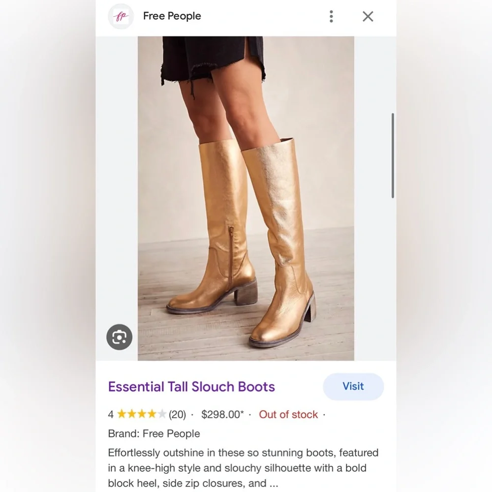 FREE PEOPLE Leather Metallic Boots